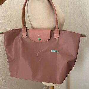 Longchamp Le Pliage Women's Tote Bag in Mauve and Green
